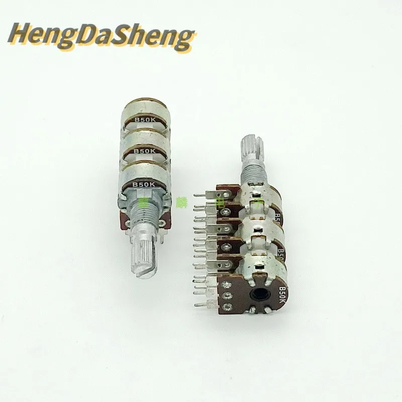 2Pcs/Lot 12 Six-link A50K B50K*6 6-Gang Multi-channel Power Audio Volume Discharge Potentiometer Shaft Length 20MM