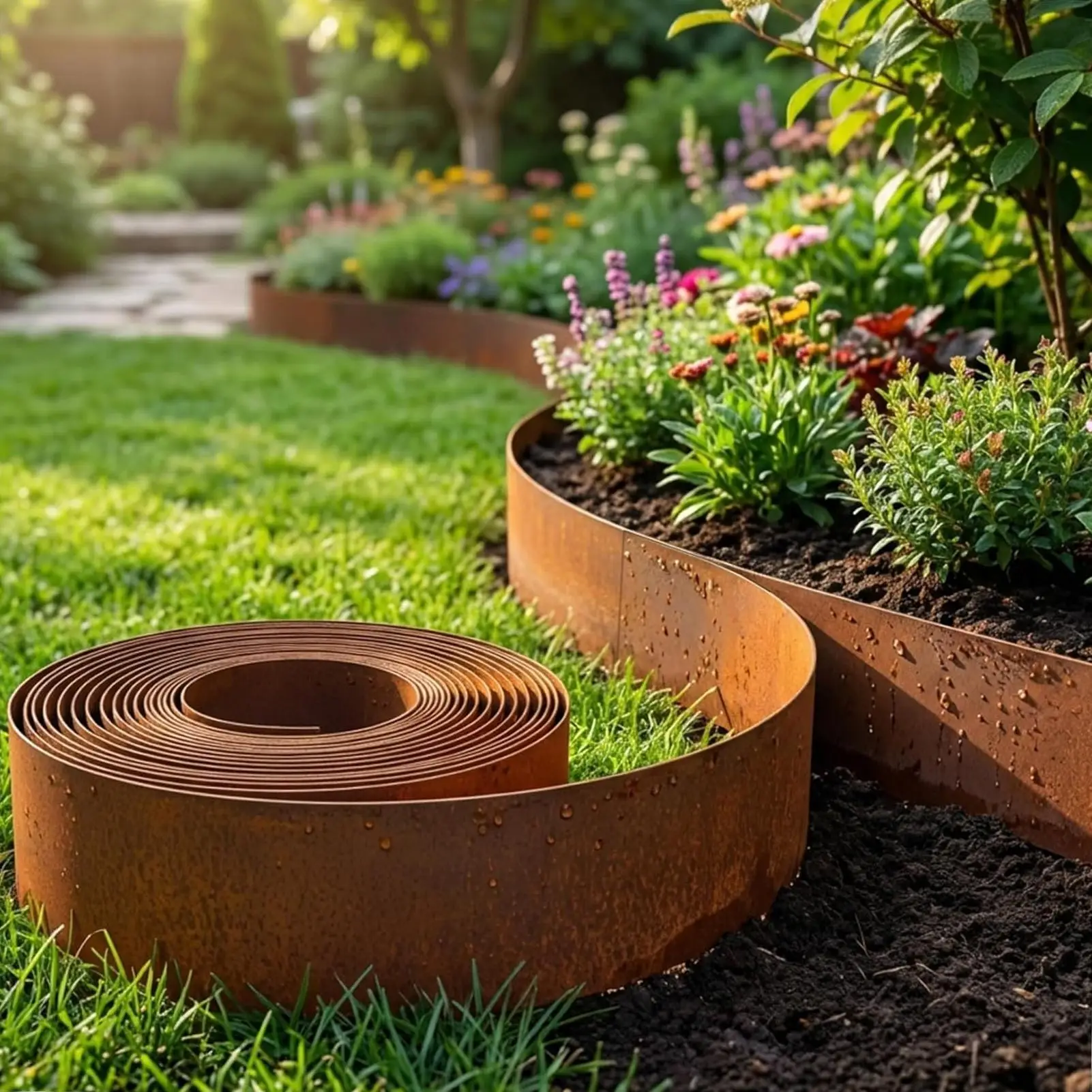 Landscape Edging Protective Cuttable Weatherproof Steel Lawn Edging and Landscape Border for Indoor Greenhouse Yard Patio Lawn