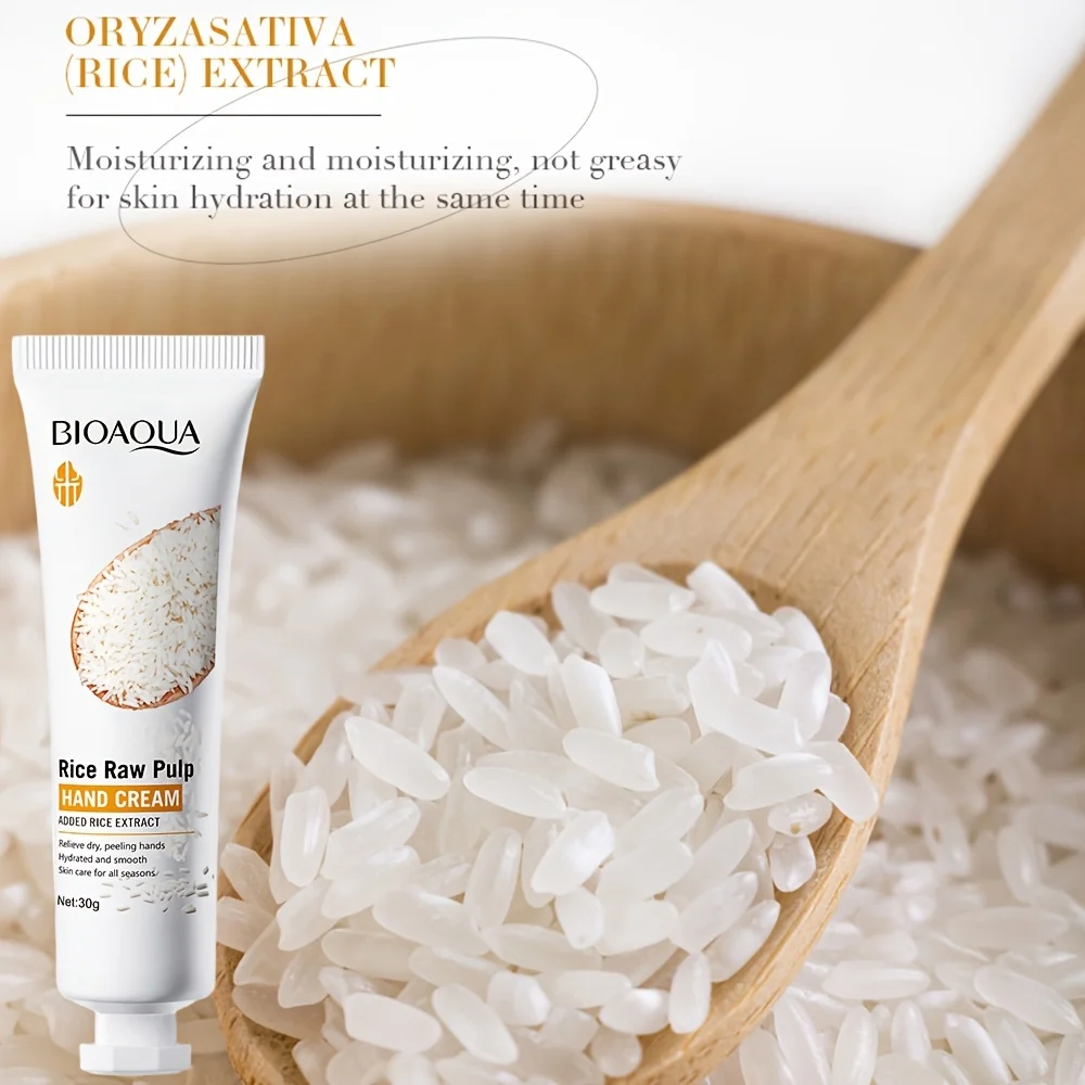 Rice Hand Cream 30g Moisturizing Hand Lotion with Rice Extract Nourishing Non Greasy Hand Care for Dry Hands and Daily Use