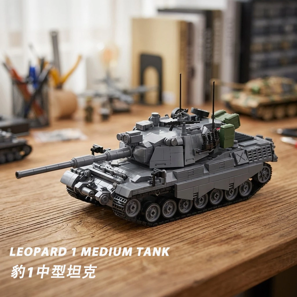 97055 Leopard 1 Armored Vehicle Model Building Blocks High Difficulty Assembly Bricks Educational Toy Gift For Military Enthusia