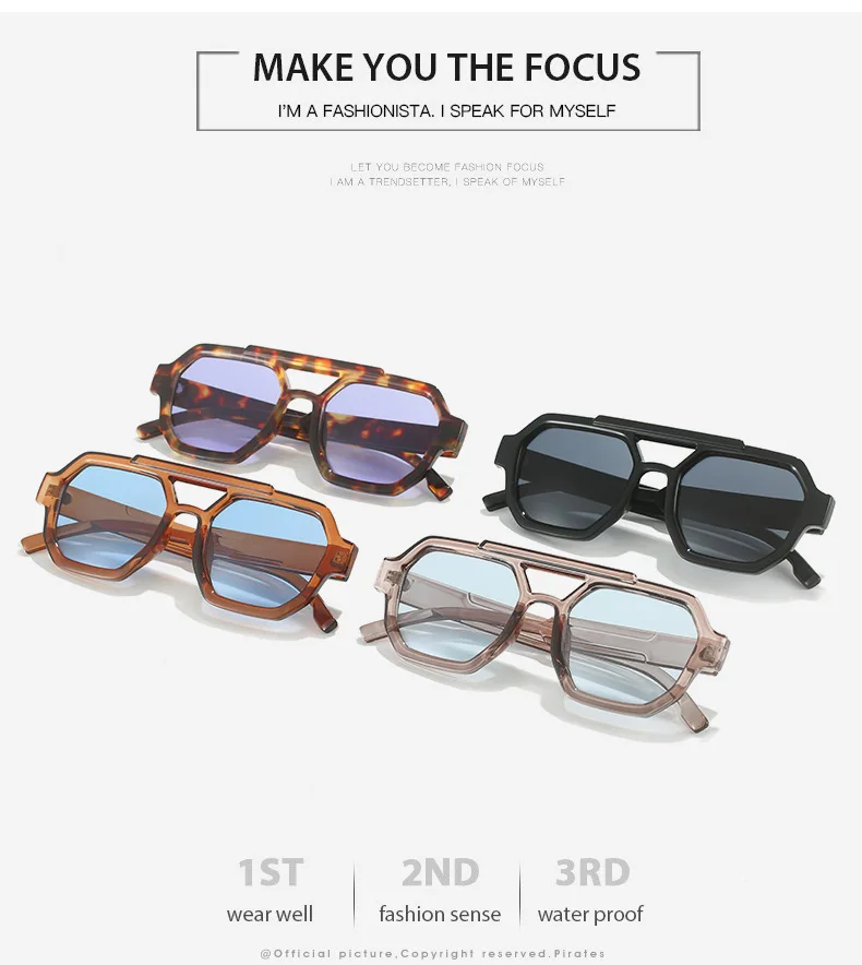Mode Pilot Übergroße Sonnenbrille Für Frauen Neue Doppel Brücken Sonnenbrille Weibliche Retro Quadrat Leopard Lila Brillen Trendy – Detail 1