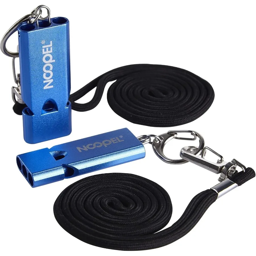 Gwizdki Emergey Trzy Dźwięki Survivalowe 2 sztuki z Smyczą i Breloczkiem do Wędrówek, Kempingu, Kajakarstwa, Sportów Outdoorowych i Bezpieczeństwa L