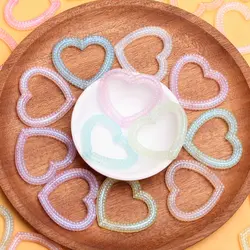 10pcs Acrylic 41mm*38mm Hollowed Out Large Love Beads With Vertical Hole Macaron Color Beaded Earrings Necklace Accessories
