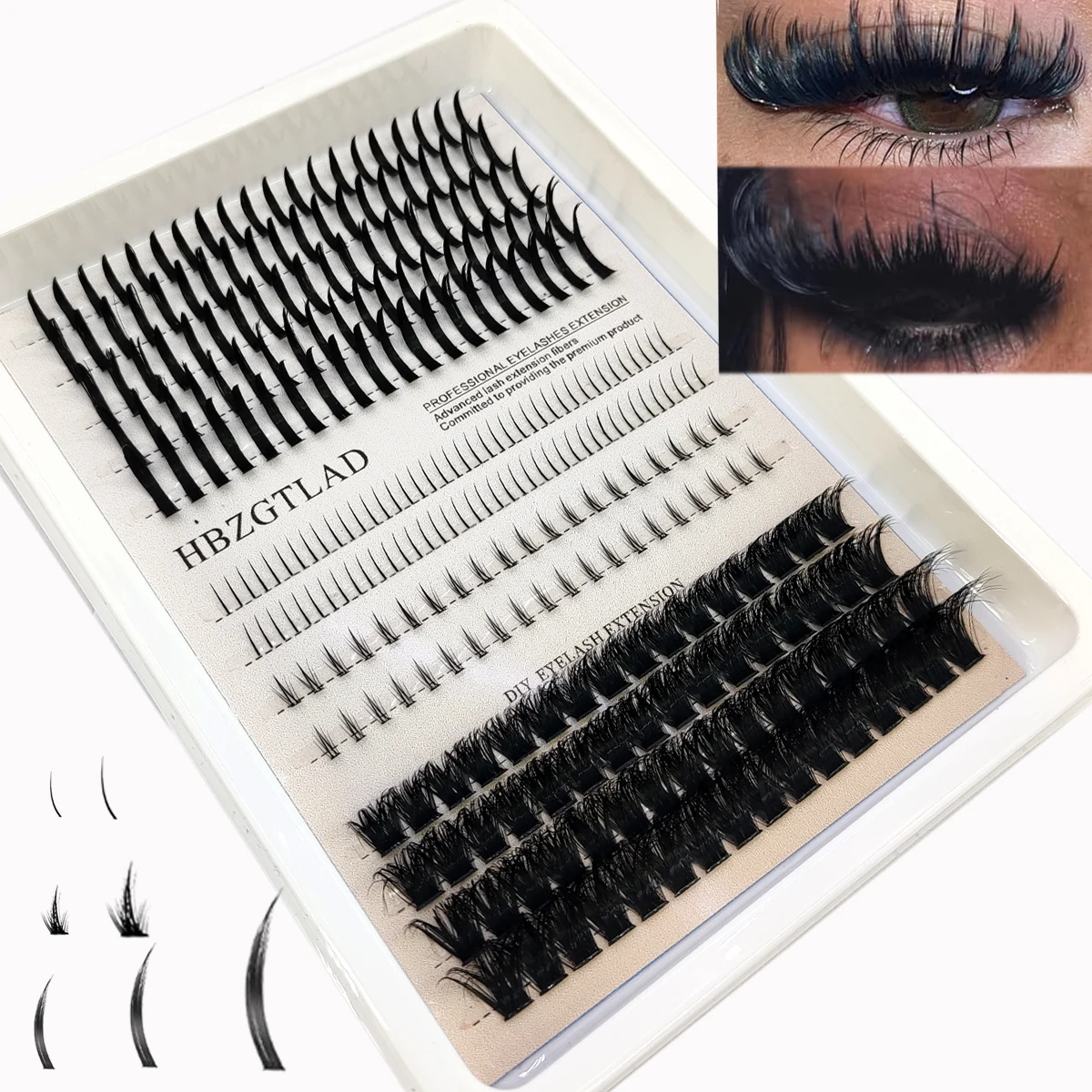 HBZGTLAD eyelash 80D/100D eyelash cluster with bottom and spiky volume DIY anime eyelash cluster extends eyelashes