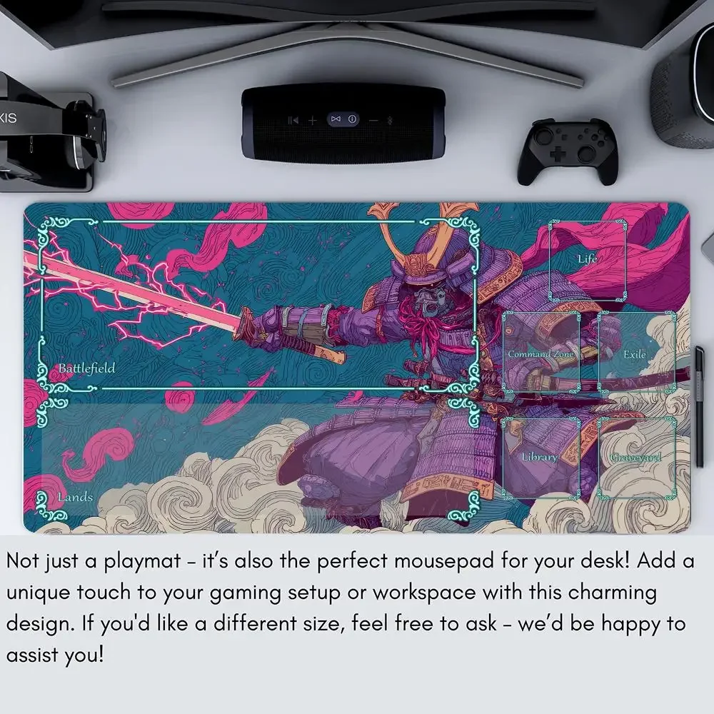 Ukiyo-e samurai Magic Card-alfombrillas para juegos con zona mtg, tapete de escritorio, tapete para comandante, adecuado para reuniones de juegos, alfombra mágica