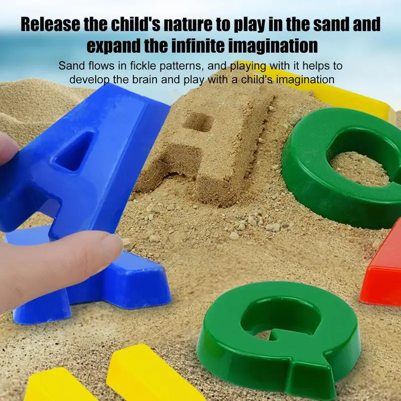 Sand Molds Beach Toys Children Letter Learning Toys 26PCS Cute Montessori Toy Set Colorful Play Set For Beach Parties Home