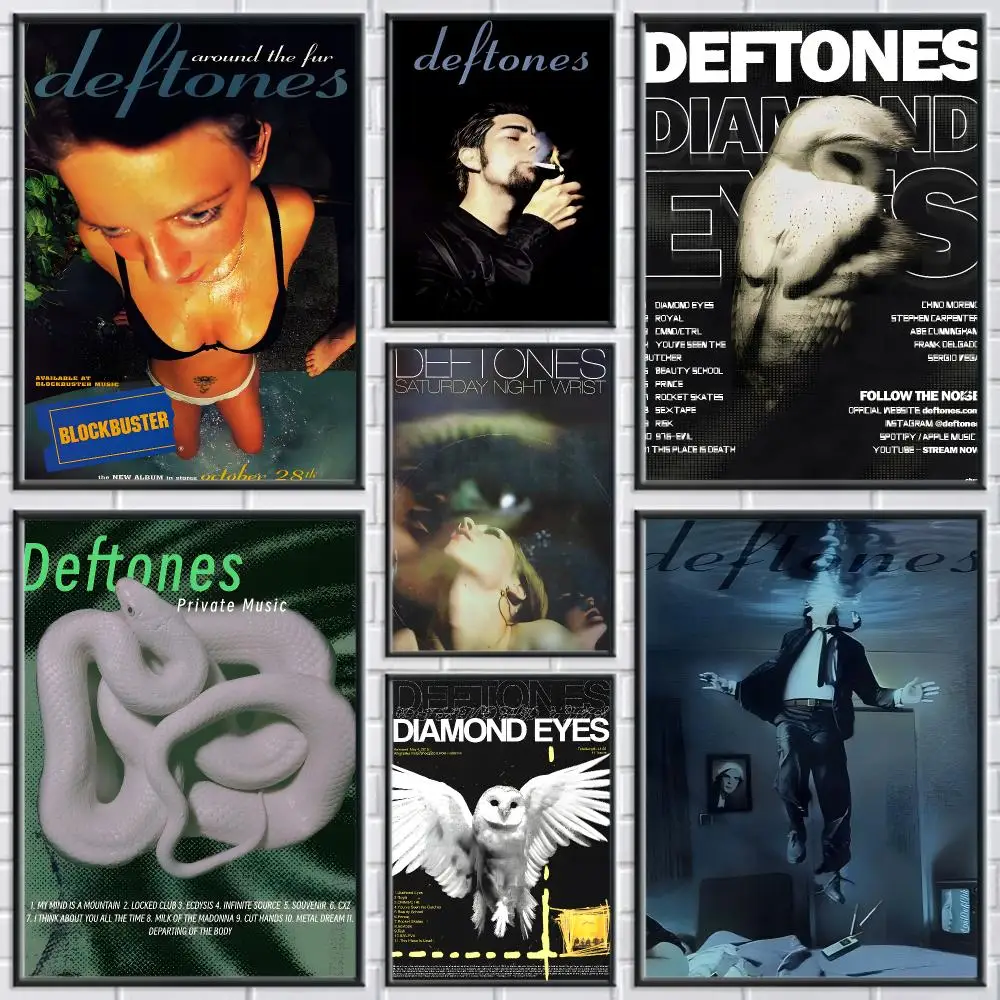 Rock Band D-Deftones Poster High Quality Sticker Self Adhesive Wall Art for Bedroom Hallway Home Decor