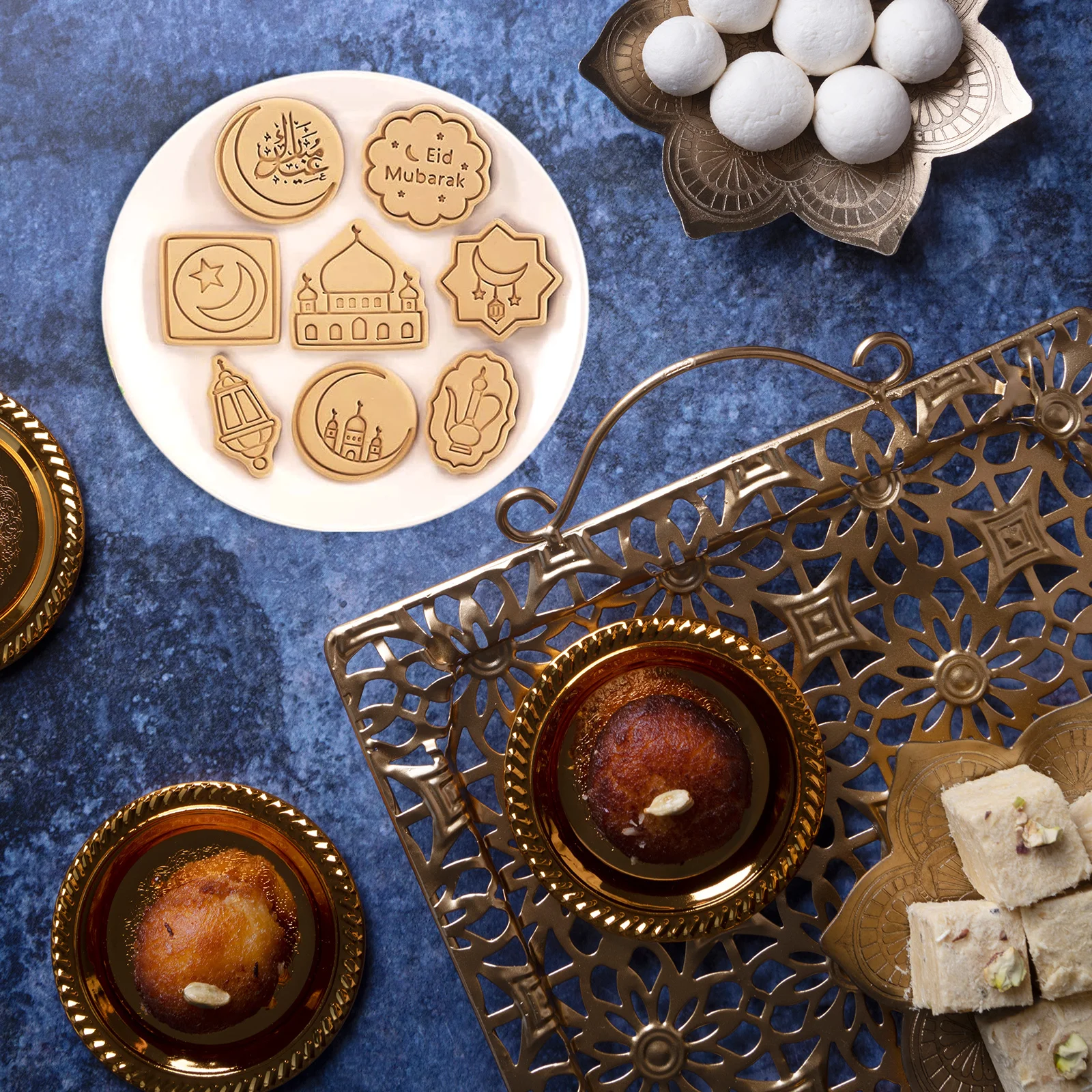 

16 pcs Cookie Molds Biscuit Cutters For Eid Mubarak Ramadan Baking Fondant Stamps Pastry Press Islamic Design Tool Kitchen