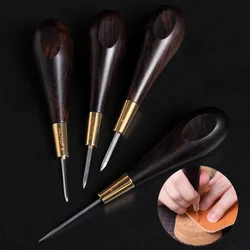 Homemade Handmade Leather Goods Punch Awl Black Sandalwood Rhombic Cone DIY Leather Bag/money Clip Hand Sewing Drilling Tool