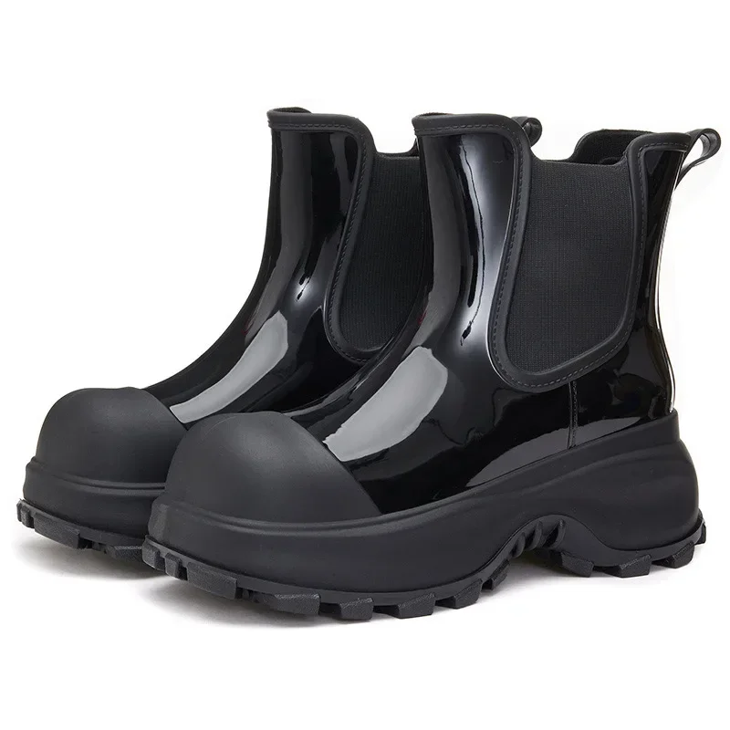 

2024 New Vogue Korea Style Boots Height Increasing Rain Boot Round Toe City Walk Water Boots Woman Rain Lady Shoes