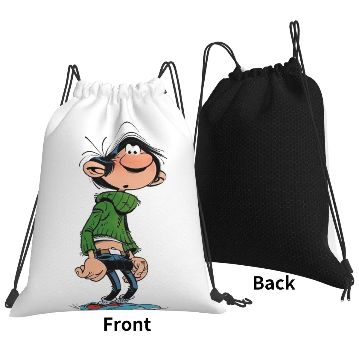 

Gaston Lagaffe Backpacks Multi-function Drawstring Bags Shoes Bag Book Bags for Man Woman Students