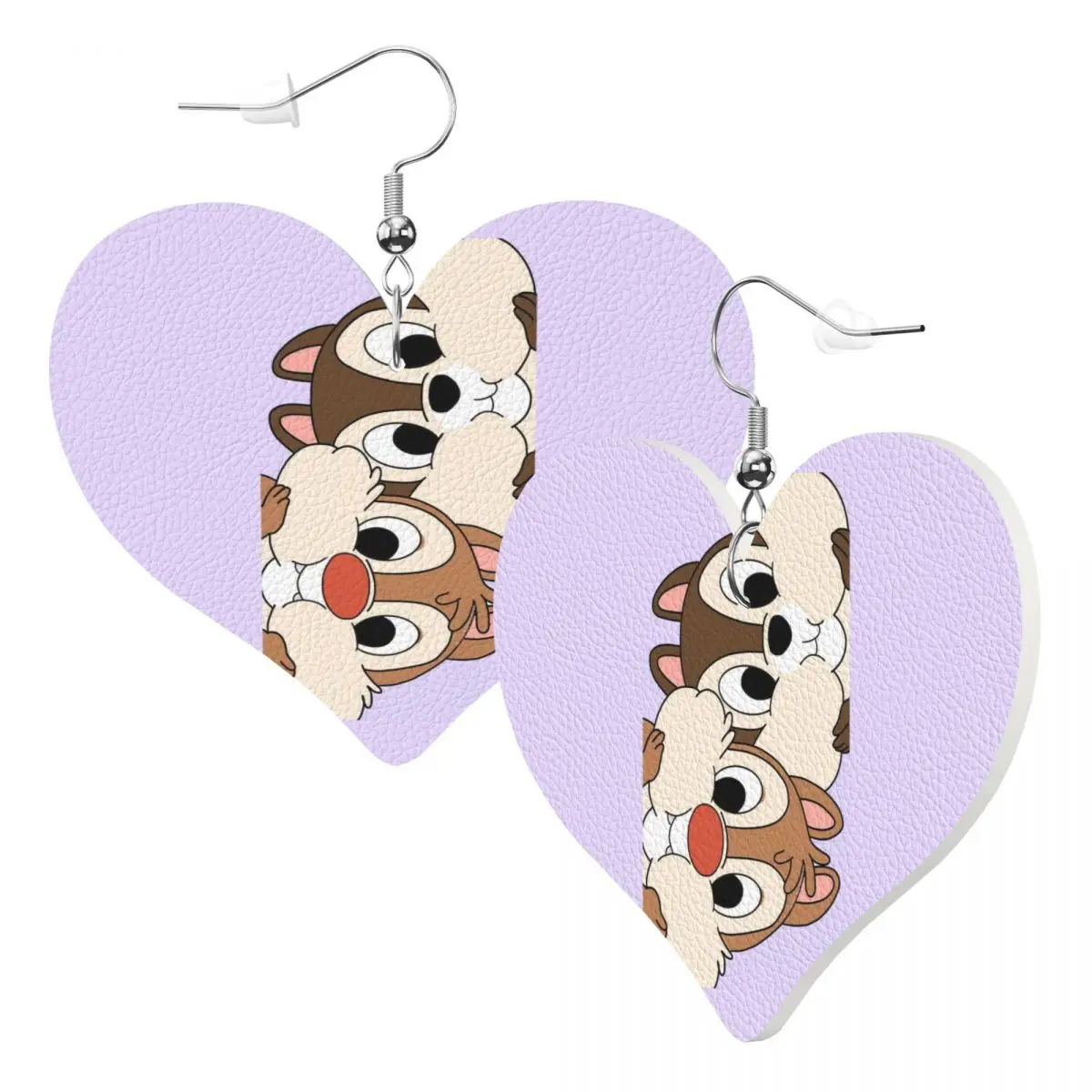 Custom Funny Cartoon Chip And Dale Dangle Drop Earrings Leather Earrings for Women Fashion For Party