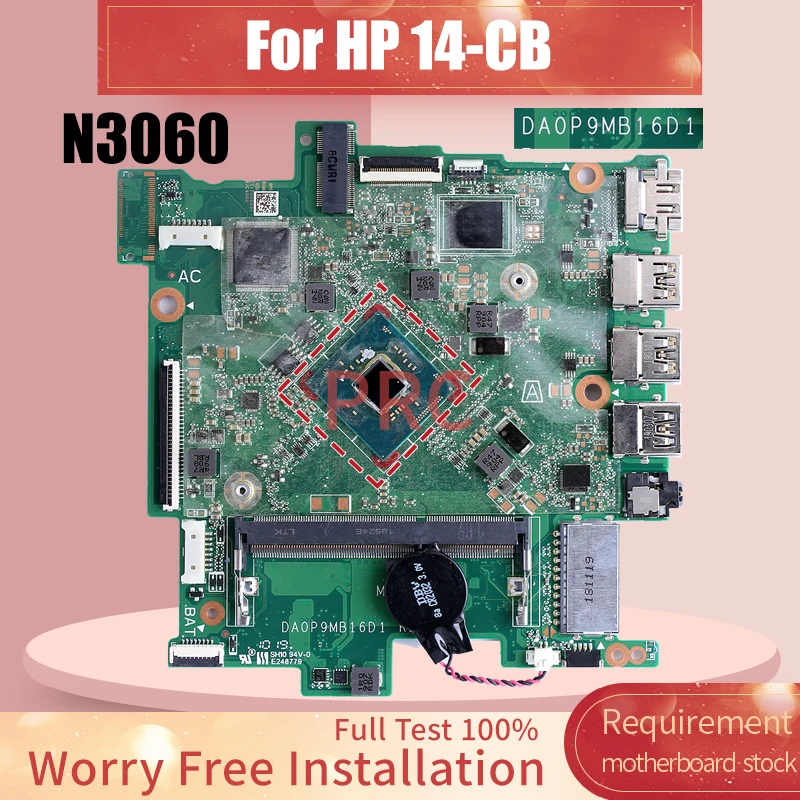 DA0P9MB16D1 For HP 14-CB Laptop Motherboard N3060 Notebook Mainboard