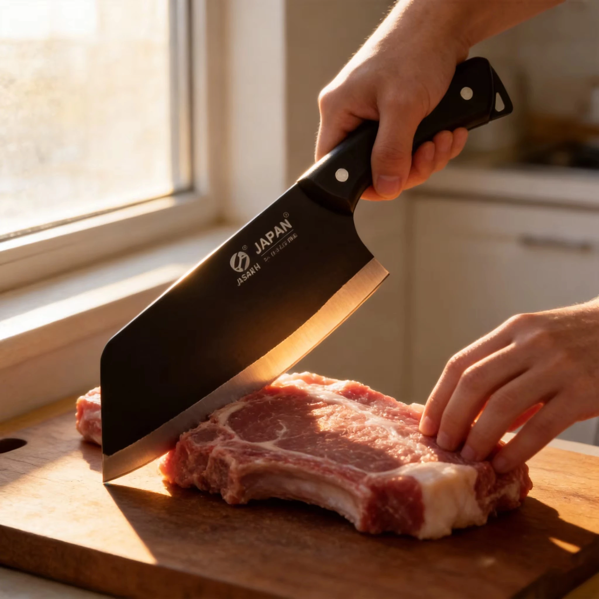 2Pcs 3Cr13 Stainless Steel Knives Kitchen Slicing Knife Chinese Chef's Butcher Knife Plastic Forged Blade Knives Cooking Cleaver
