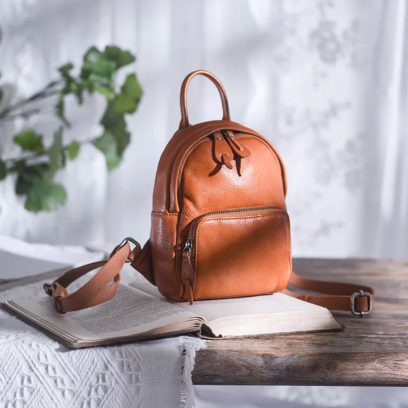 

Simple Fashion Natural Genuine Leather Ladies Small Backpack Weekend Outdoor Designer Luxury Real Cowhide Women's Mini Backpack