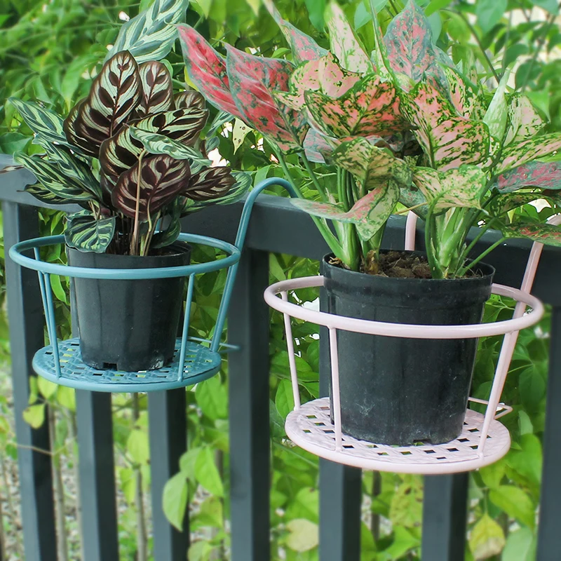 Versatile Lightweight Indoor Balcony Metal Flower Plant Holder Shelf Home Railing Iron Hanging Flower Pot Holder