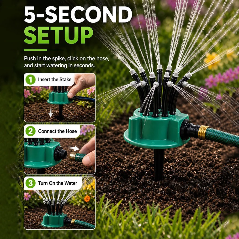 Automatic Garden Sprinklers,360°Rotating Multi Arm Sprayers,Adjustable Garden Lawn Sprinkler For Yard Garden Irrigation Supplies