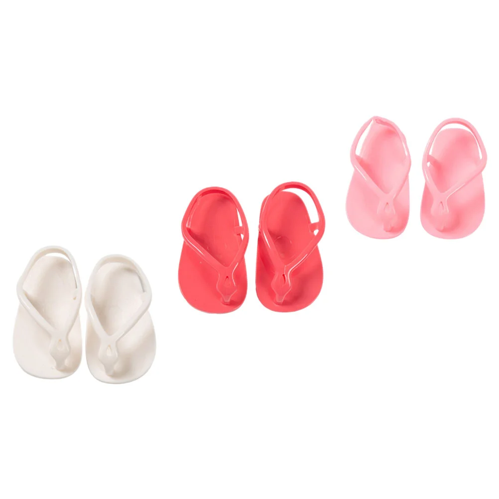 3 pares de brinquedos infantis para meninas sandálias de simulação sapatos de bebê resistentes ao desgaste minúsculos mini crianças