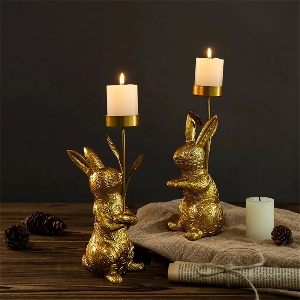 

Creative Resin Easter Bunny Candle Holder Scandinavian Home Decor Living Room Desk Interior Design Handmade Home Accessories