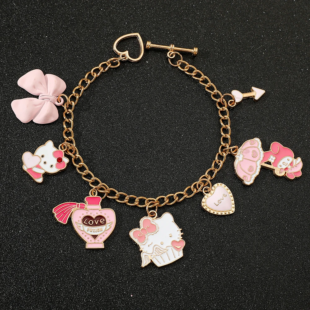 Hello Kitty Charm Bracelets For Women Fit Brand Bracelet & Bangle Sanrio Women Jewelry