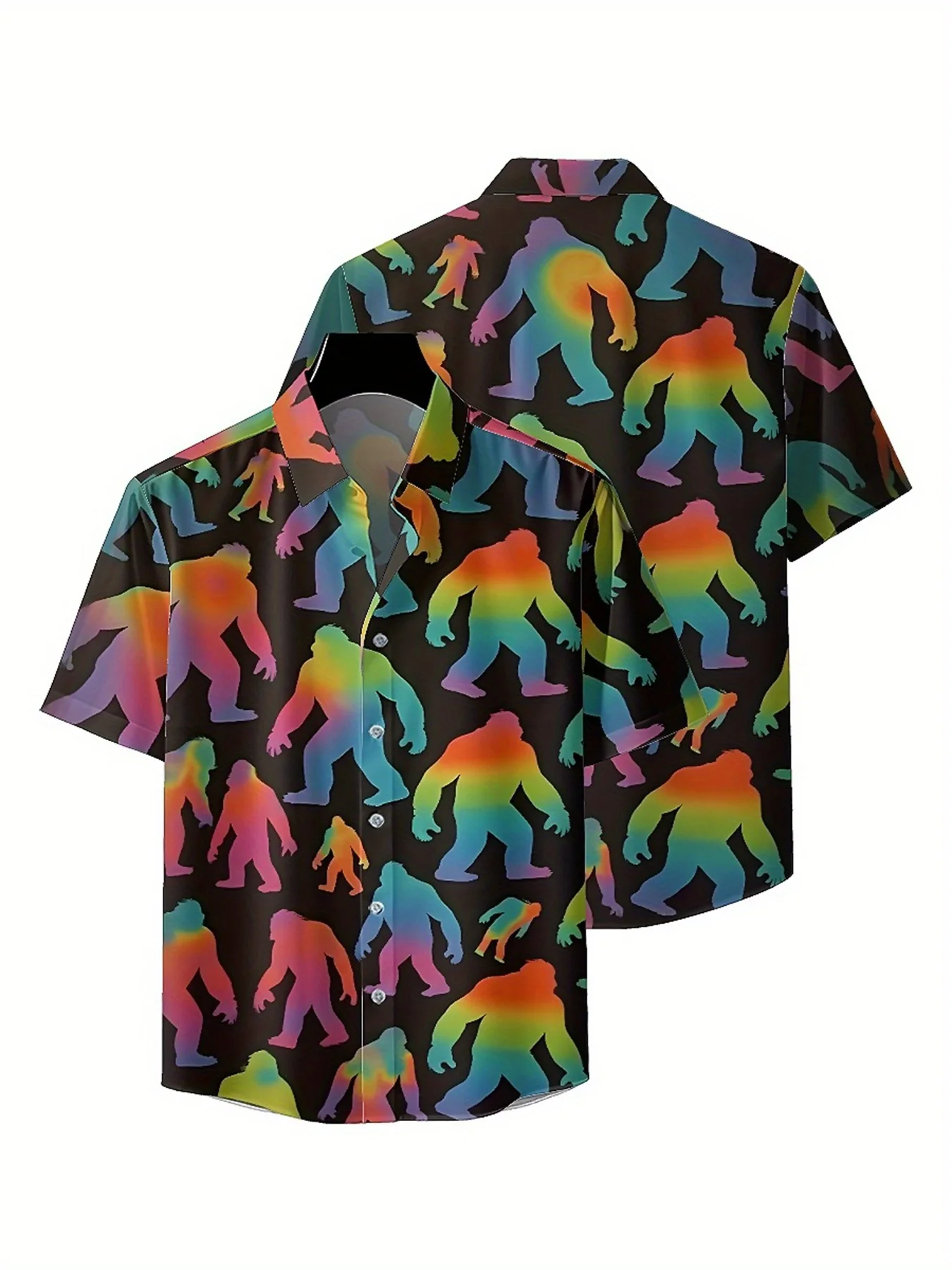 Camisas havaianas plus size masculinas, cores fantasmas e padrão Sasquatch, camisas Aloha baggy unissex, roupas alternativas de verão