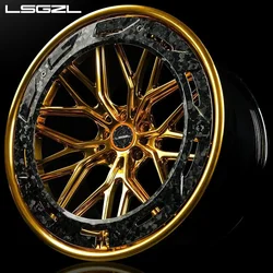 Customize Gold Wheel Carbon Fiber 20 22 24 26 Inch Car Wheel 5x114.3 5x120 5x130 Passenger Car Wheels  for Bently  Mclaren