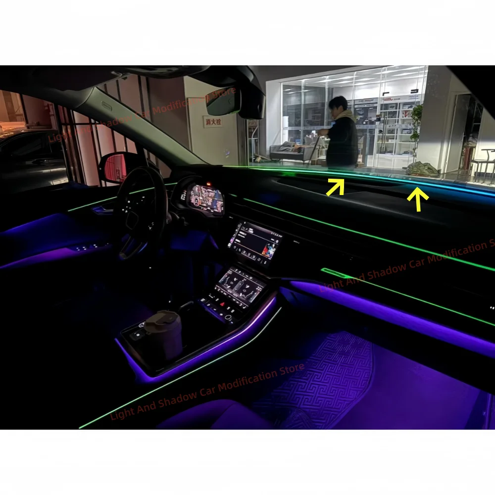 LED Atmosphere Lamp for Audi A6 A7 2019+ Dashboard Through Ambient Light Strip Full Length Instrument Panel Interior Retrofit