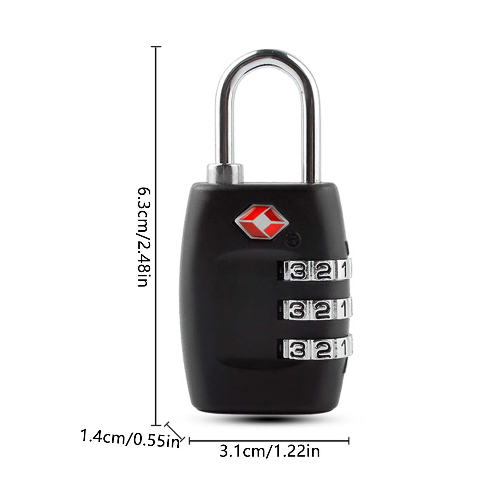 Resettable 3 Digit Combination Padlock Luggage Case Padlock Box Black Lock Coded Lock School Gym Locker Security Protection