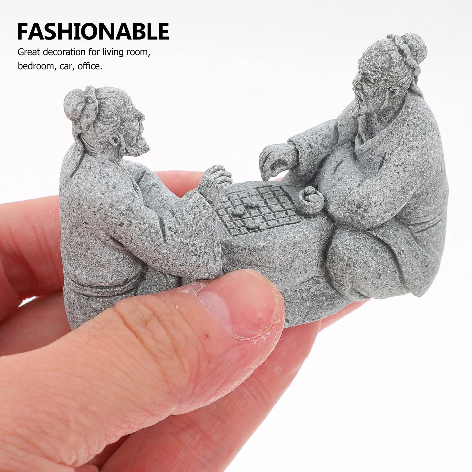 

2Pcs Chess Mini Craft Stone Table Zen Home Decor Mini Craft Garden Statue Landscape nament Succulent DIY Supply