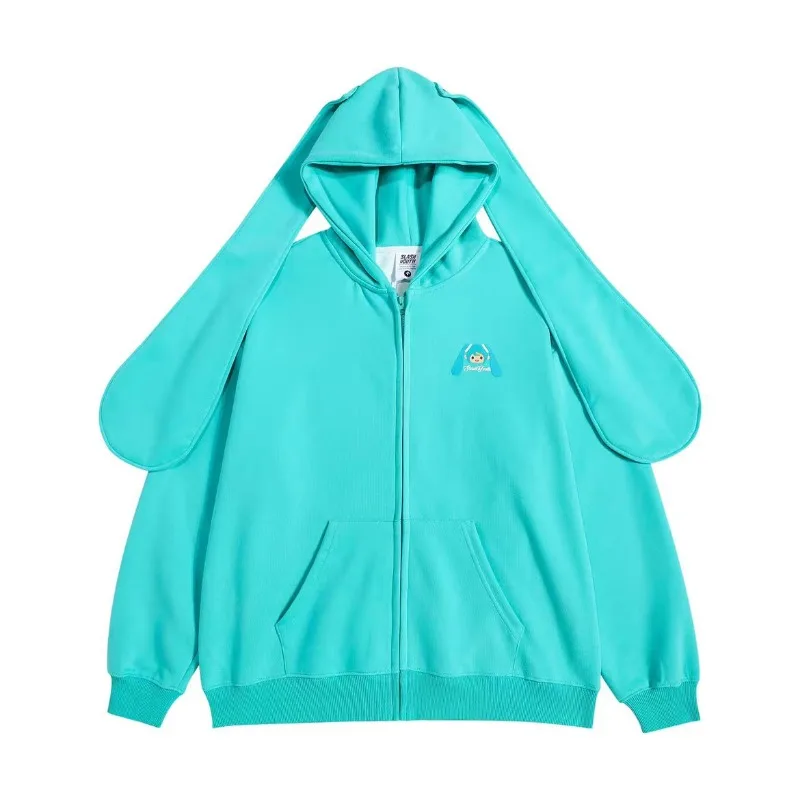 Hatsune Miku cute creative long ear hooded sweatshirt jacket holiday gift cartoon anime movie character casual loose cardigan