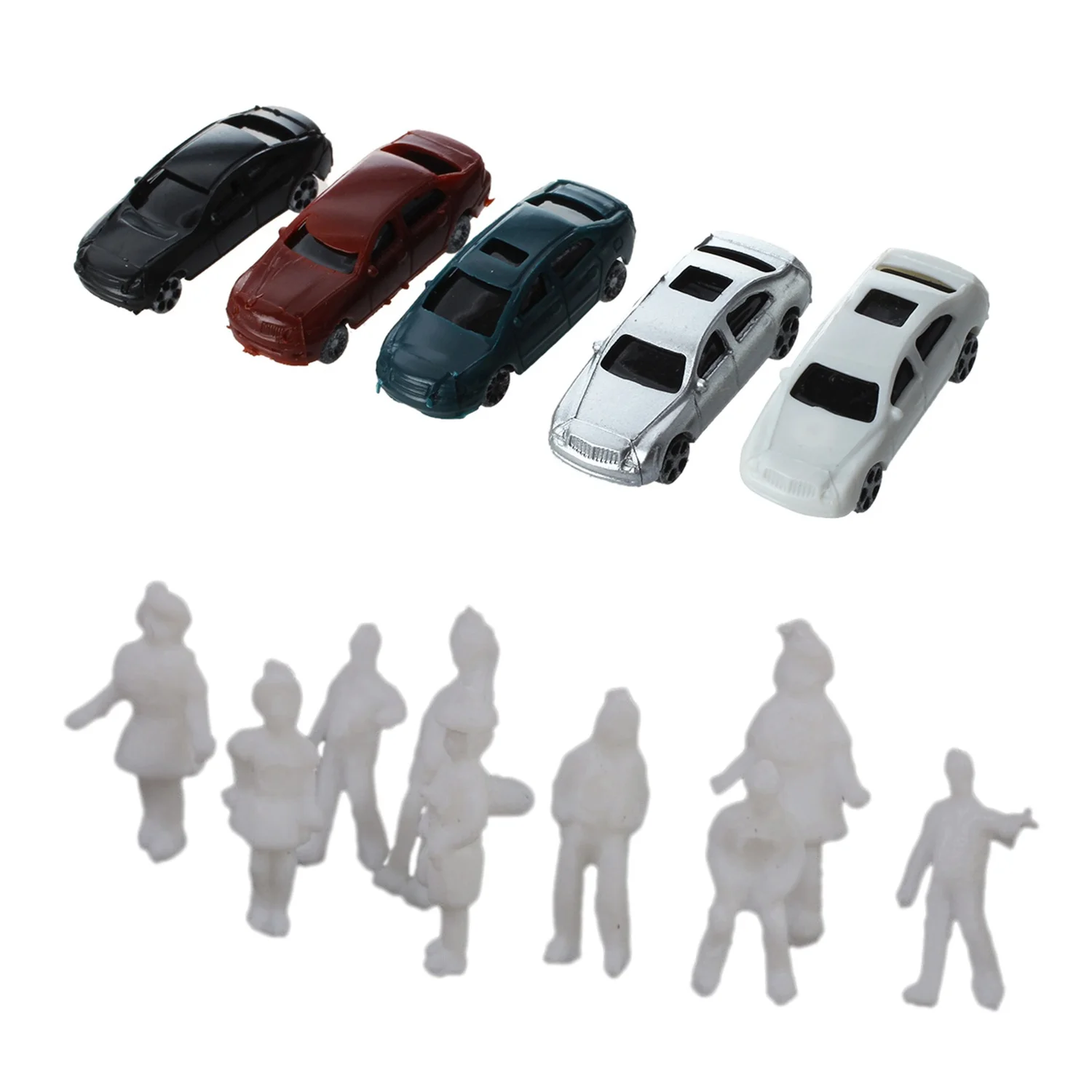 

B05C-100Pcs Painted Model Car Building Train Layout Scale N Z (1 To 200) C200-4 & 100X Model People Figures Scale 1:200 White As