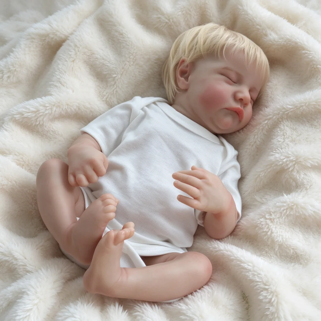 45cm Simulation Rebirth Doll Levi Golden Hairroot Sleeping Doll Cute 3D Painted Soft Vinyl Christmas Gift