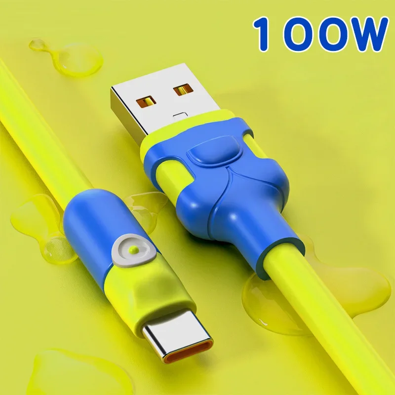 NEW 6A Fast Charging USB C Cable Liquid Soft Silicone Data Cord For Huawei Xiaomi Samsung 1/2M Mobile Phone USB C Charger Wire