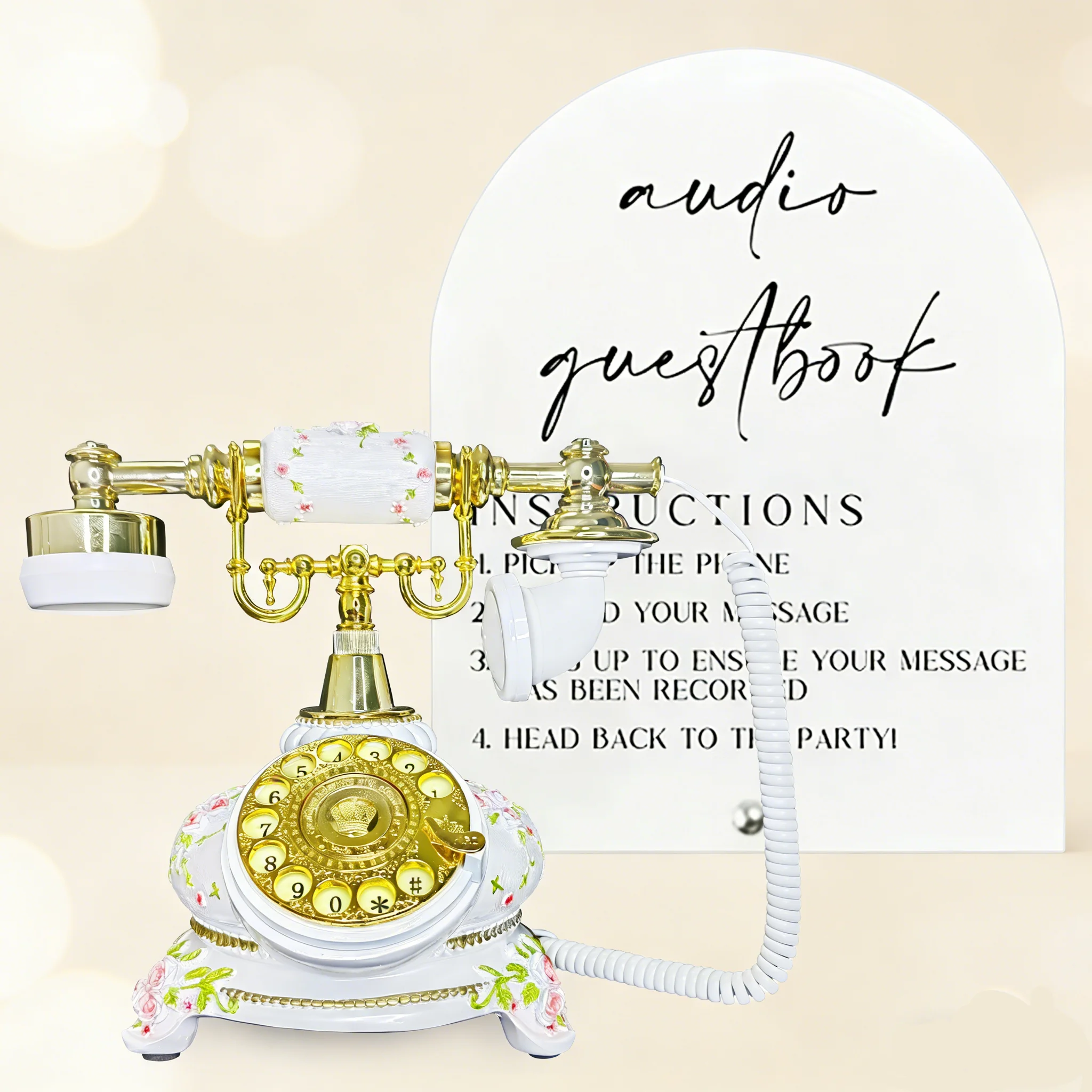 Retro style 32GB audio guestbook, 1080P resolution, wedding party birthday wishes guestbook USB connection to PC, Gift acry logo