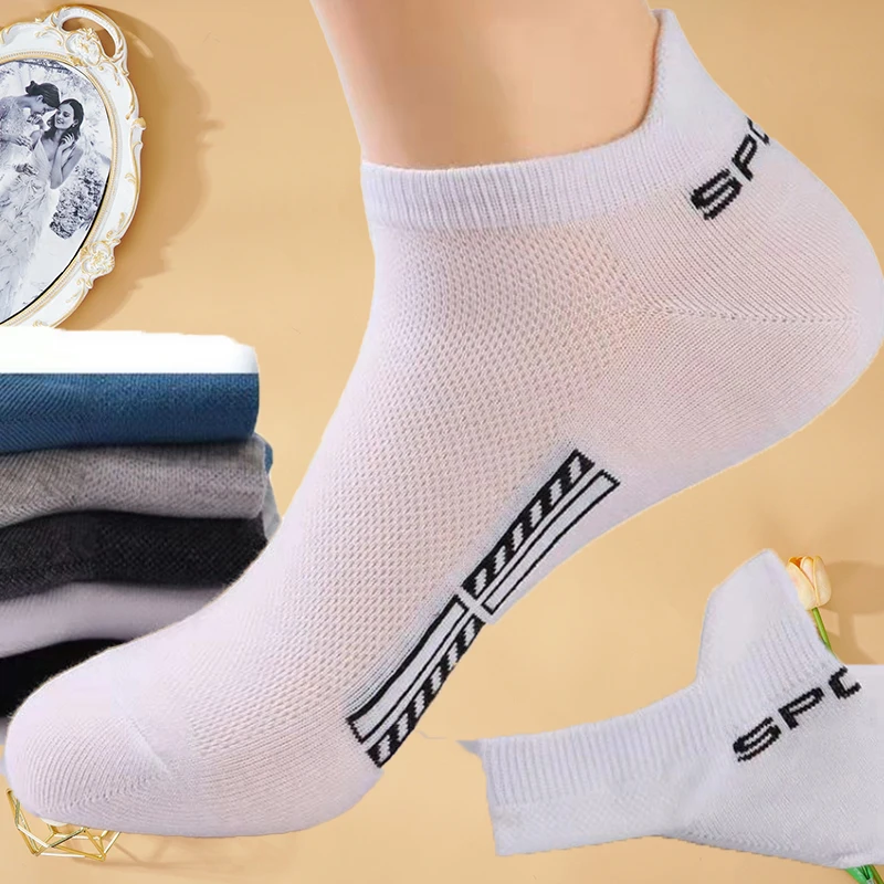 10Pairs/Lot Men Mesh  Breathable Ankle Socks Casual Athletic Summer Thin Cut Short Sock Plus Size EU 38-46