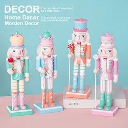 25cm Nutcracker Soldier Christmas Ornaments Colorful Wooden Handcraft Nutcracker Puppet Figures Christmas Decorations for Home