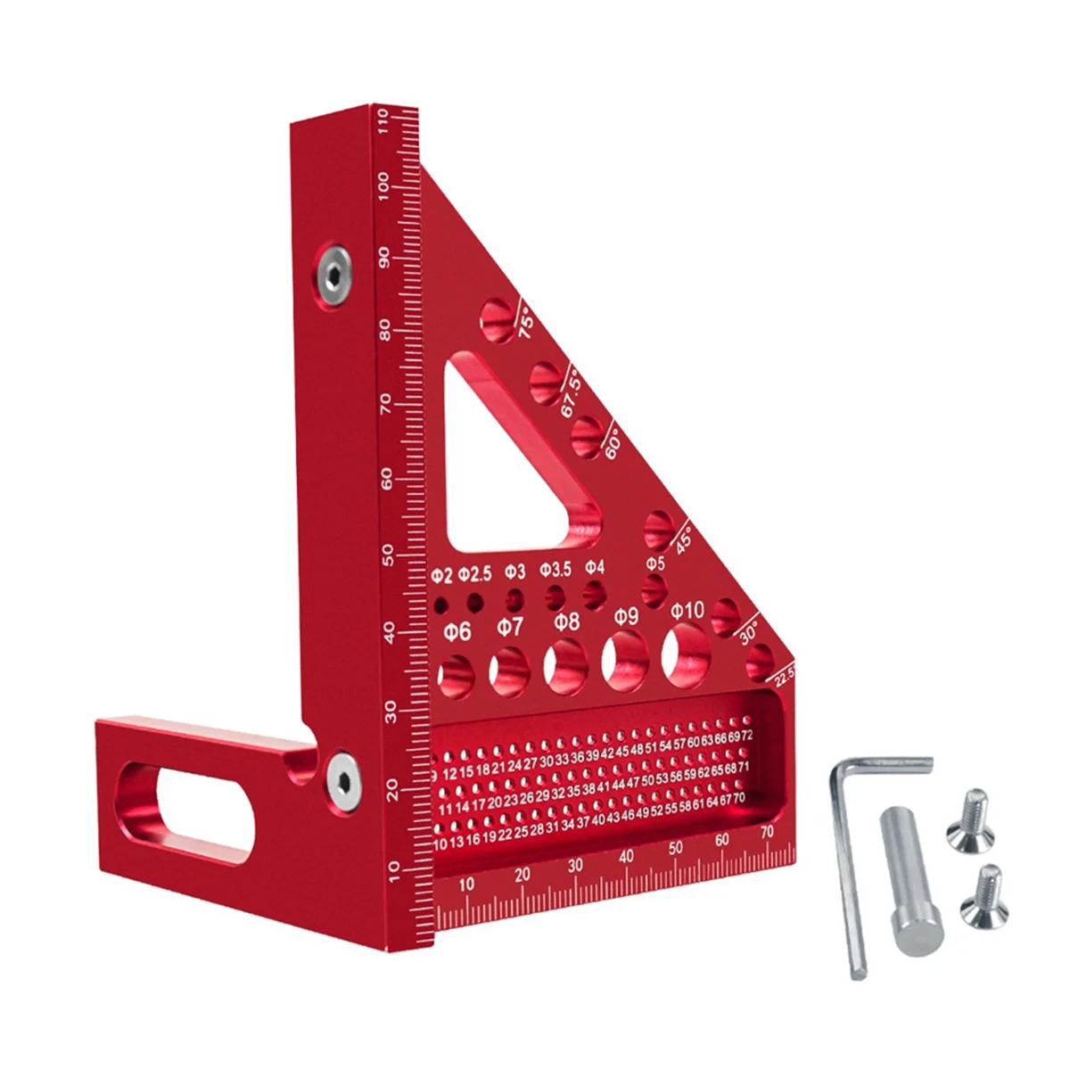 

Woodworking Square Protractor, Woodworking Square with Dowel Pins,Aluminum Alloy Miter Triangular Ruler,Angler Scriber A