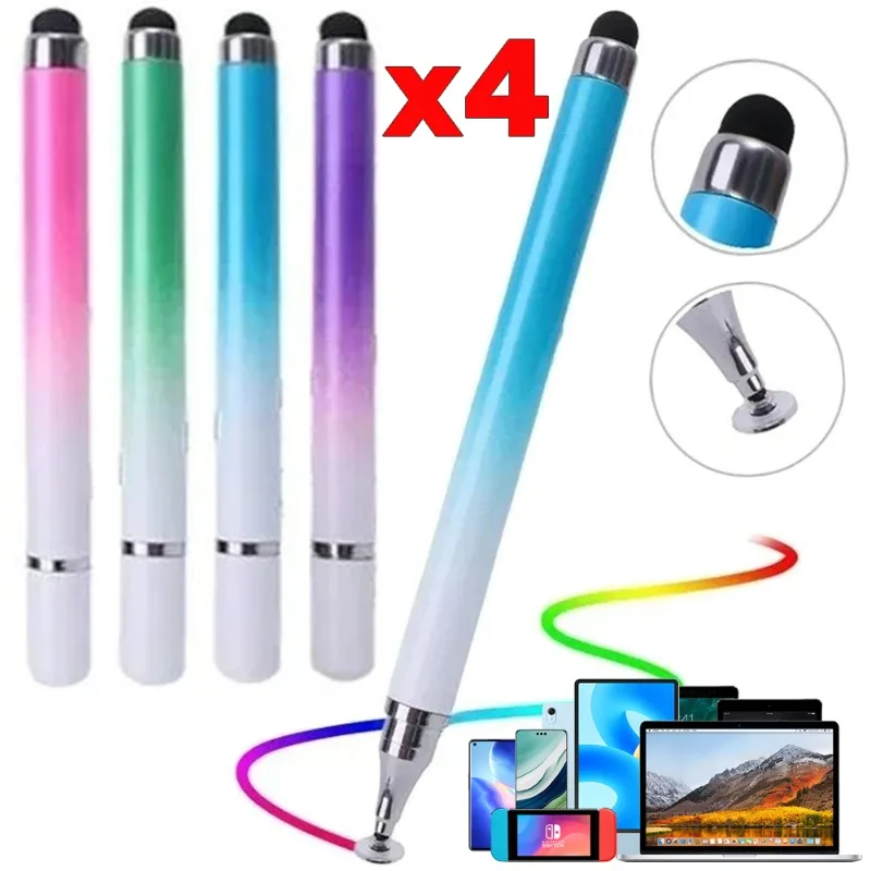 4/1Pcs Universal 2 in 1 Stylus Pen Drawing Tablet Pens Colorful Capacitive Screen Touch Pen for Mobile Phone Tablet Smart Pen