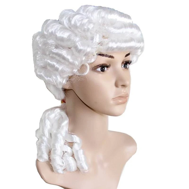 Peruka w stylu barokowym, strój do odgrywania ról, przebranie, nakrycie głowy, szlachetność dworska, nakrycie głowy, średniowiecze, ubrania prawnika, pasująca peruka z nakładką.