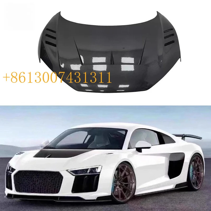 FactoryCarbon Fiber 1016 Style Car Engine Bonnet Hoods R8 2016 2017 2018 2019 2020 2021 2022 2023 Carbon Fiber hood