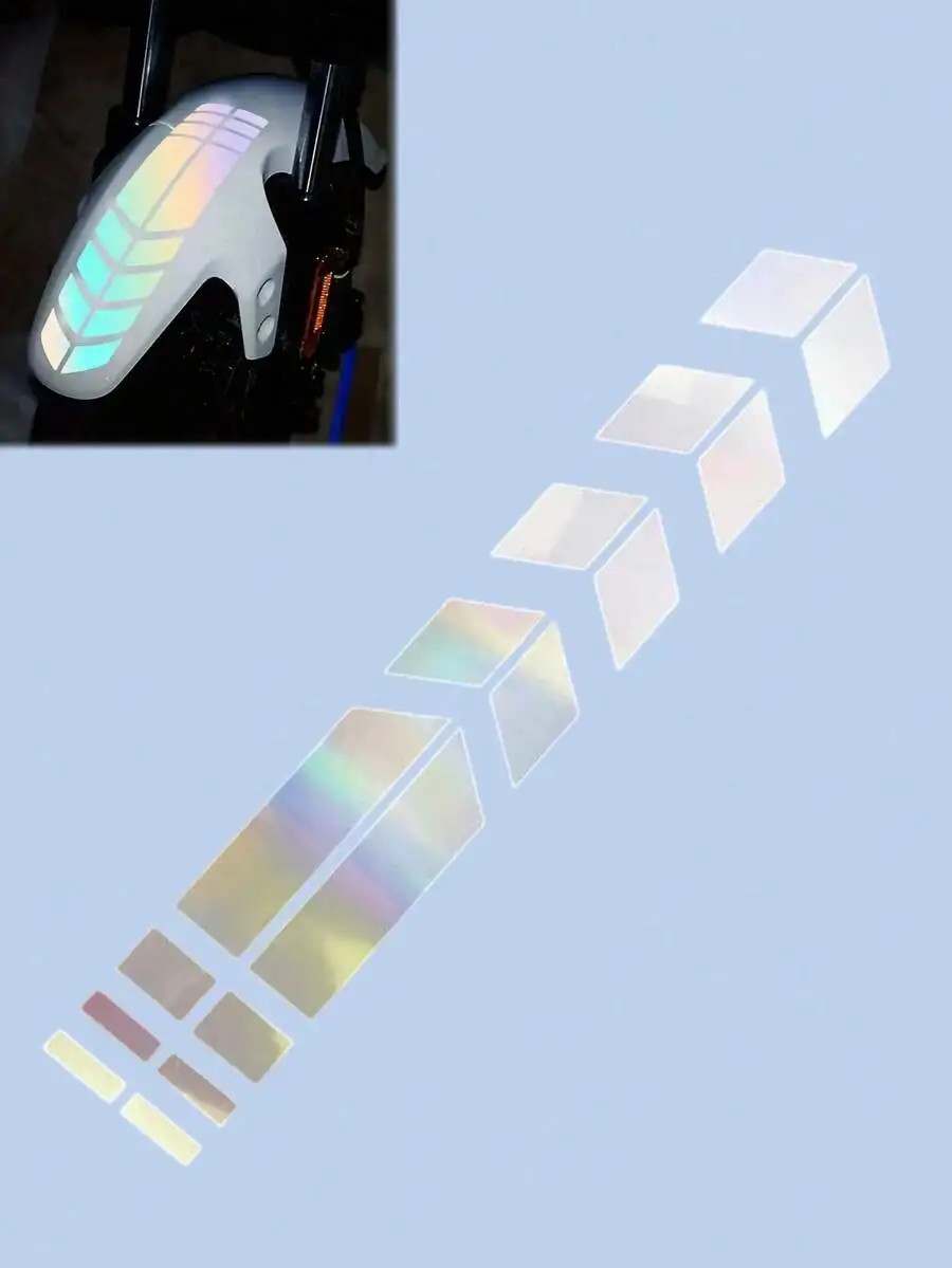 

Holographic 3D Chevron Reflective Strip – Waterproof TPU Sticker For Motorcycle, Bike, Scooter Wheel Decor, Fade-Proof & High
