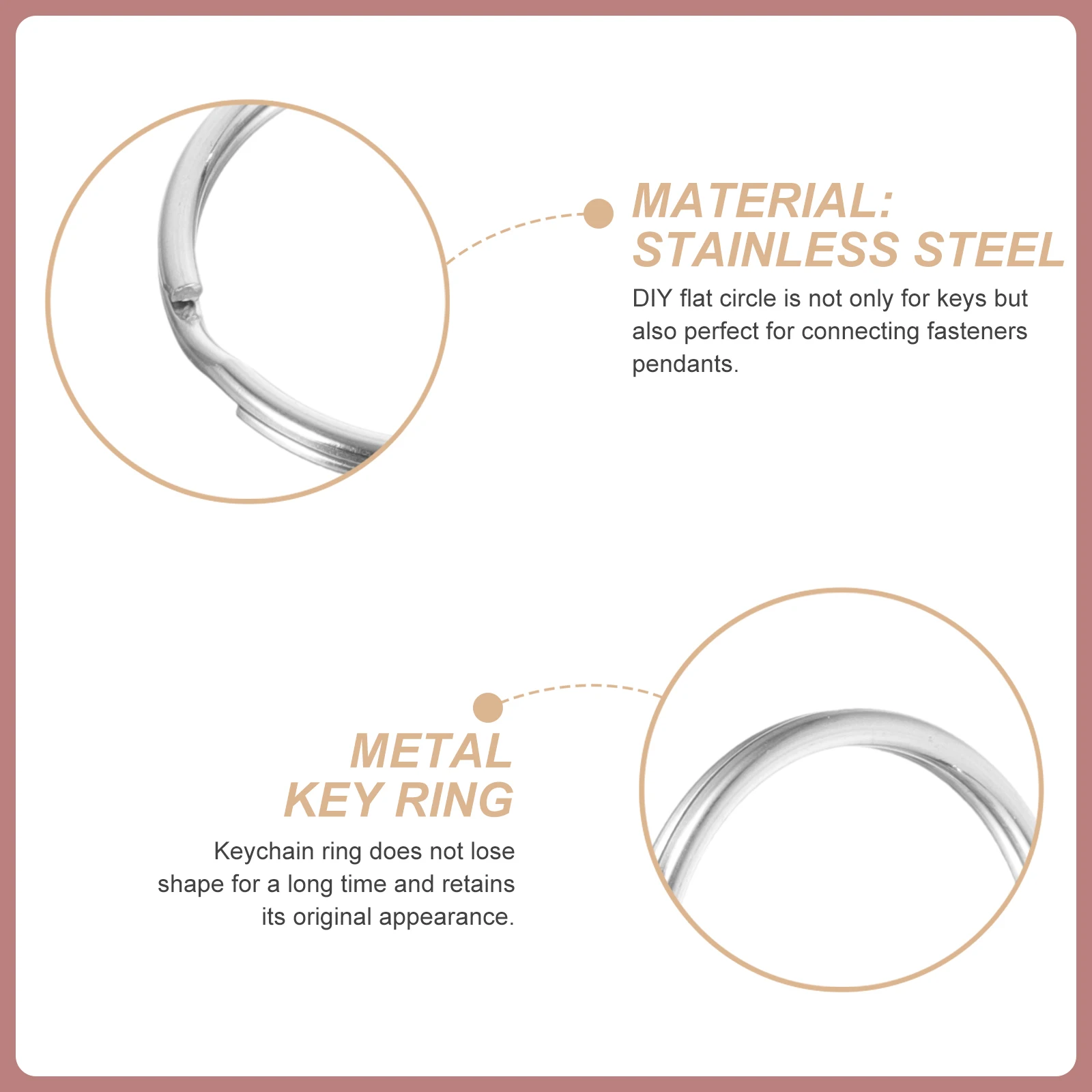

100 Pcs Stainless Steel Key Ring Keychain Split Rings DIY Circle Connector Metal Rings for Crafts Bags Backpacks Pendant