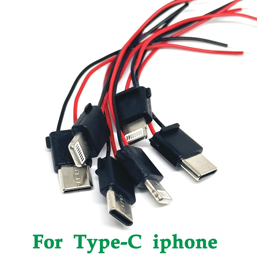 

100pcs 2Pin Solder type IOS USB male plug For iphone Type-C with chip board connector DIY Charging line plug cable adapter parts