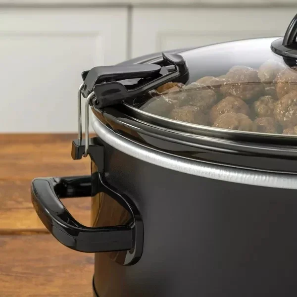 Crock-Pot 6qt программируемая медленная плитка для приготовления пищи и переноски черная фотография