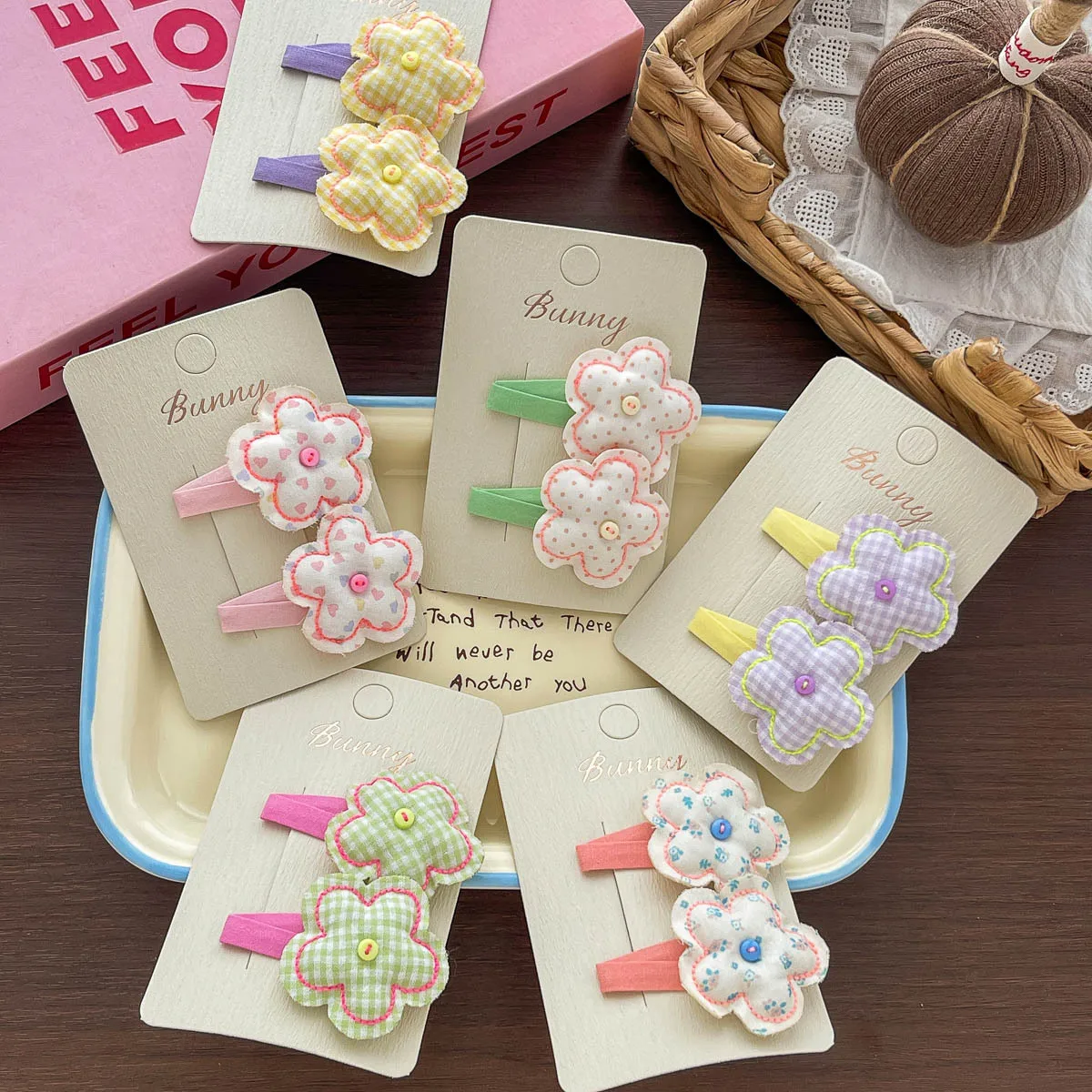 

Korean Love Plaid Flower Hairpin BB Clip Sweet Bangs Side Clip Barrettes Headwear Hairpin Hair Clip Children's Hair Accessories