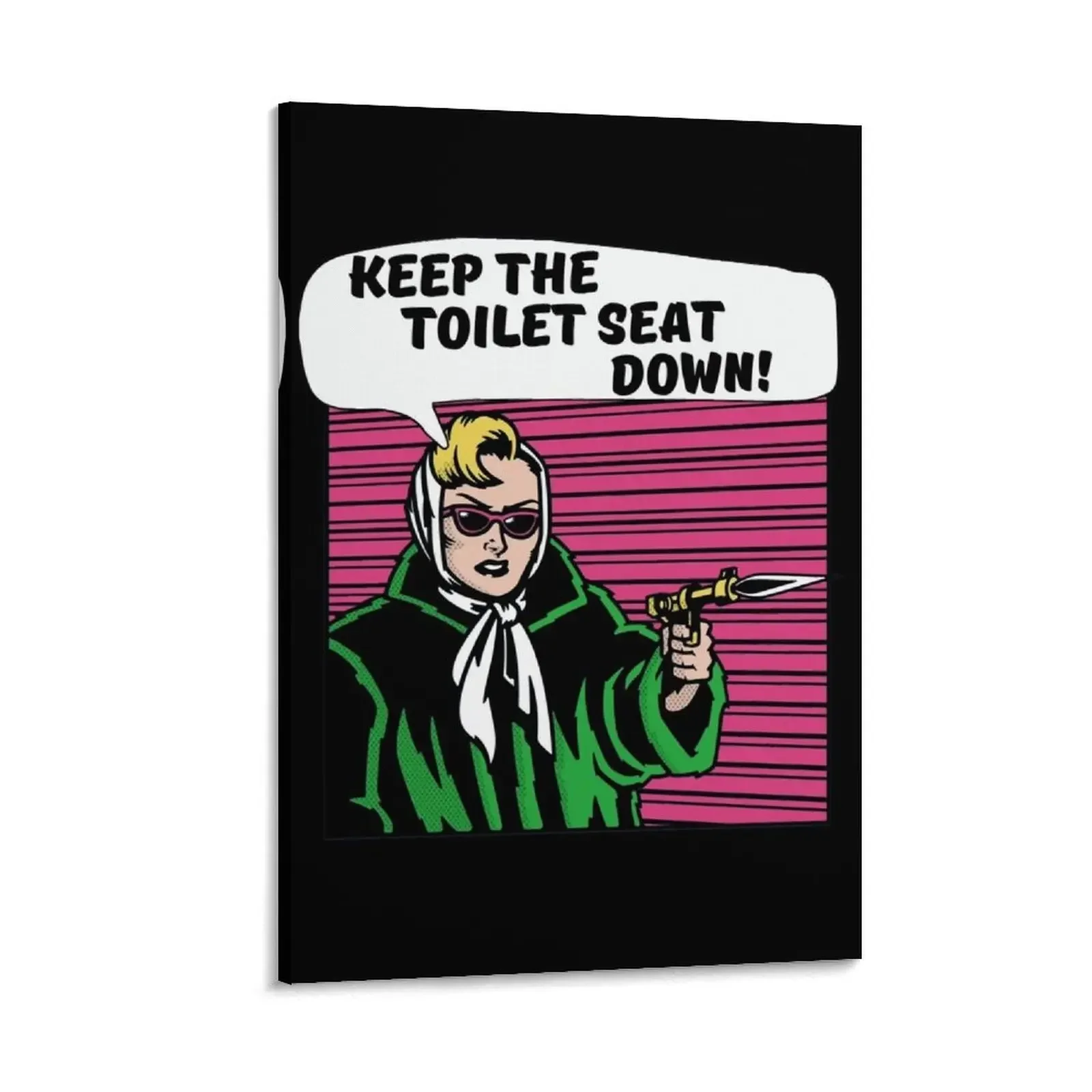 

Keep the Toilet Seat Down! - Funny Bathroom Humor Pop Art Retro Comic Canvas Painting decor home decorations