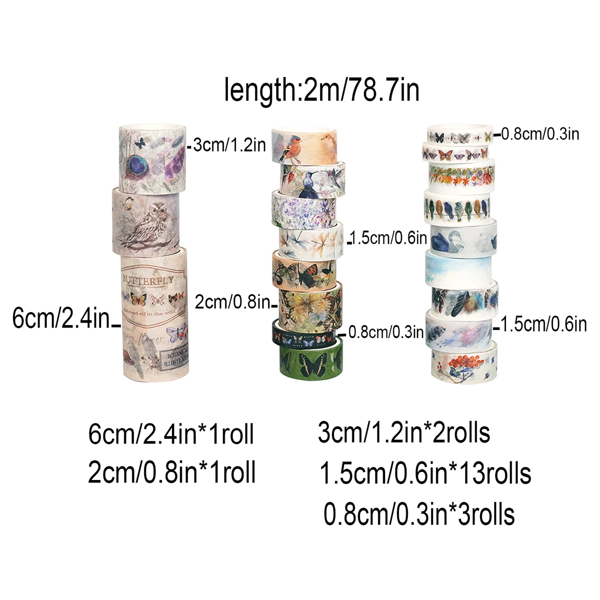 20 Rolls of Animal Pattern Washi Tape, Suitable for DIY Photo Frames, Diaries, Gift Box Packaging, Exquisite Decorative Supplies