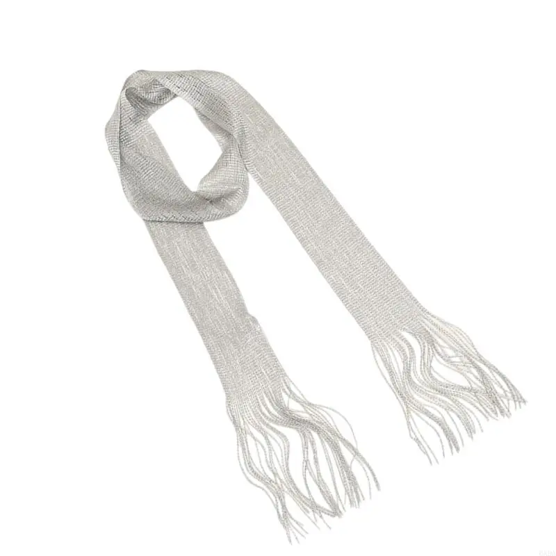 Tassels Neck Scarf Elegant Skinny Scarf Eye Catching Neck Shawl for Formal Suit 6XDA