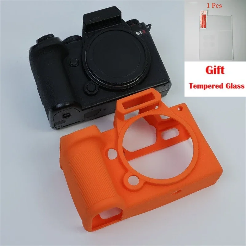حافظة مطاطية ناعمة لهاتف Lumix Panasonic S5II، حقيبة amera S5M2 حافظة واقية من السيليكون + طبقة حماية LCD من الزجاج المقسى #2