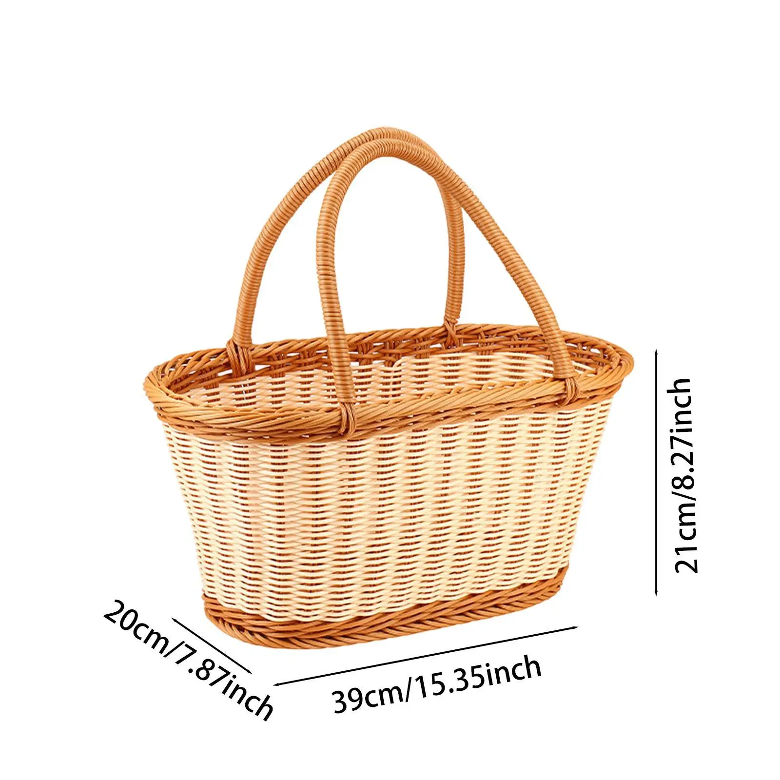 Imitation Rattan Picnic Basket Handmade Storage Baskets for Gathering Picnic